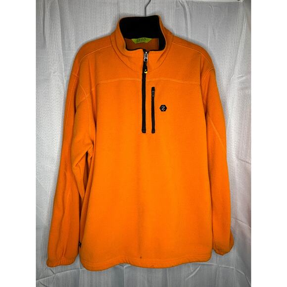 Izod Quarter Zip Fleece Pullover Mens XL Bright Orange with Black Accents Hunter - Picture 1 of 7